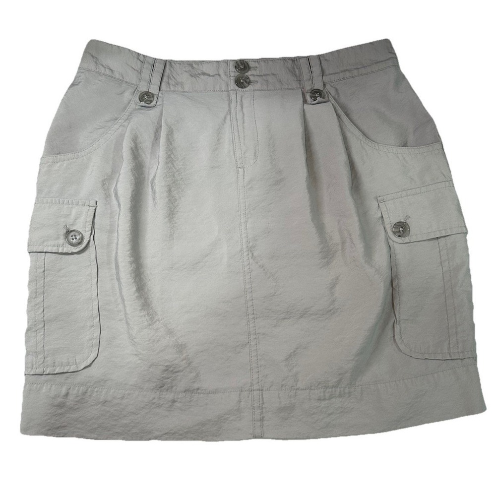 Simply Vera Vera Wang Cargo Skirt Women's Size 6 Light Gray Pockets Zip Buttons